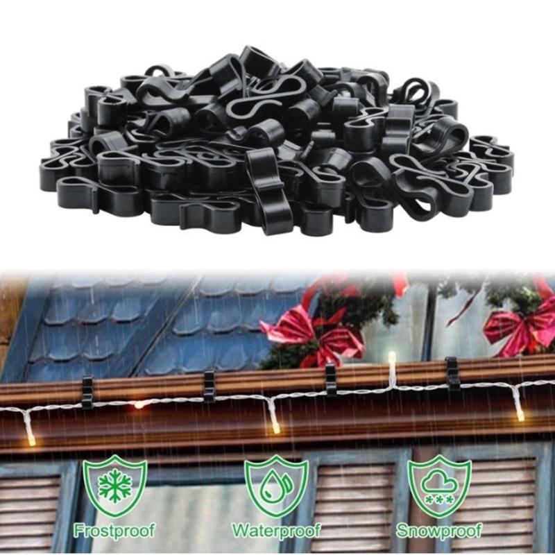 Pack of 120 Plastic Gutter Hook for Hanging Christmas Light and Decorations Securely In Any Weather Conditions