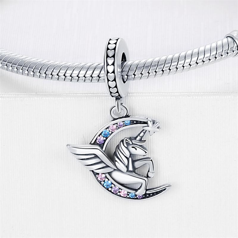 Authentic Charm Bead Charms Copper Dreamy Unicorn Moon Pendant Bead Charms Compatible With Bracelets Women Jewellery Making Diy Gift