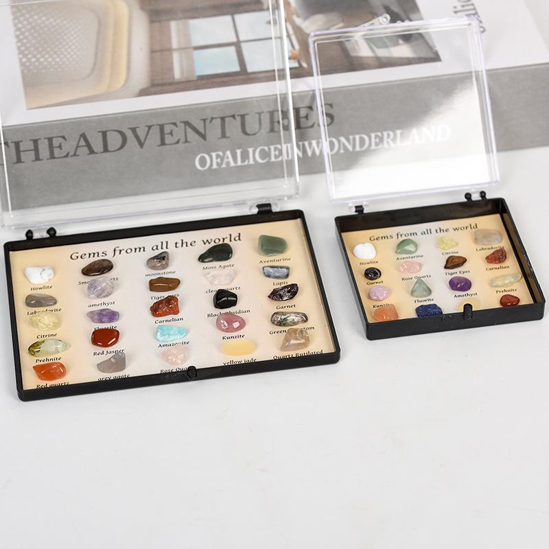 Mini-Kristall-Edelsteinsammlung: 16/25 Typen für die geologische Bildung (Amethyst enthalten)