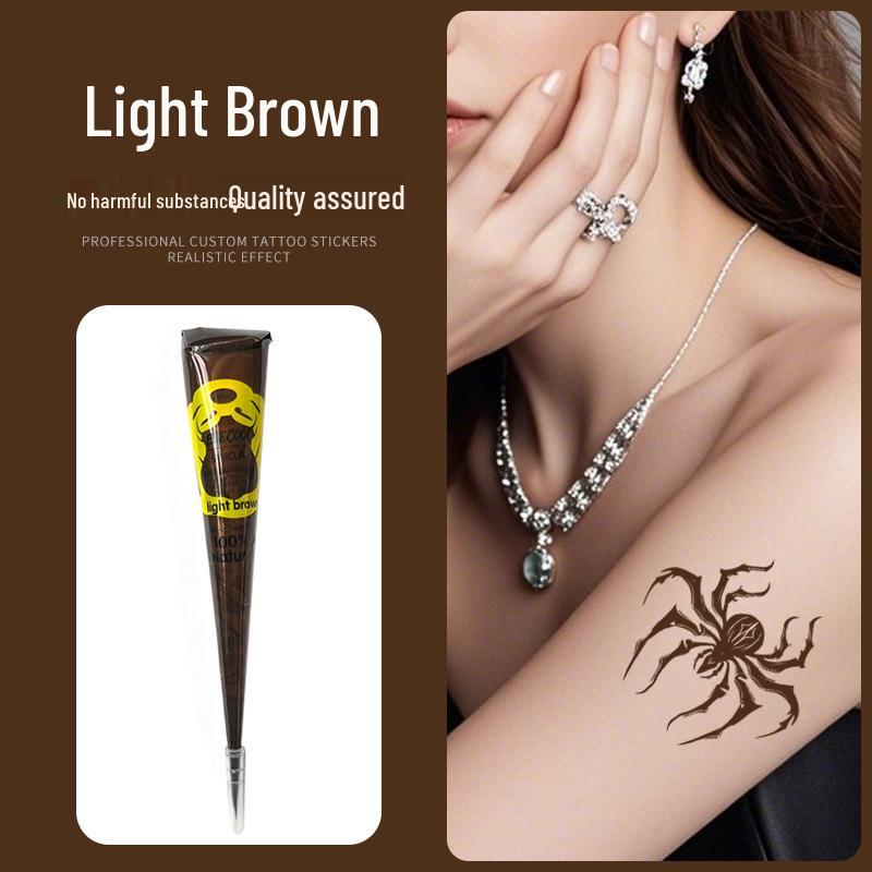 Plant-Based Hand-Painted Henna Tattoo Paste for Stencil Use