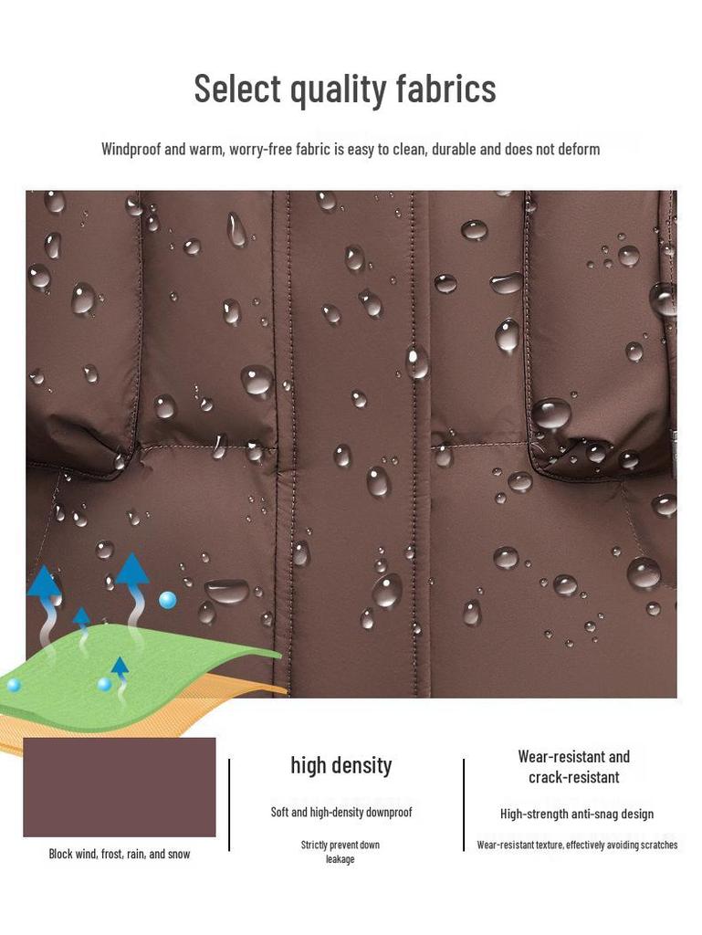 Mom's Mid-Length Down Jacket 2025: Winter Warm, Thickened Cold-Proof Coat for Middle-Aged and Elderly Women