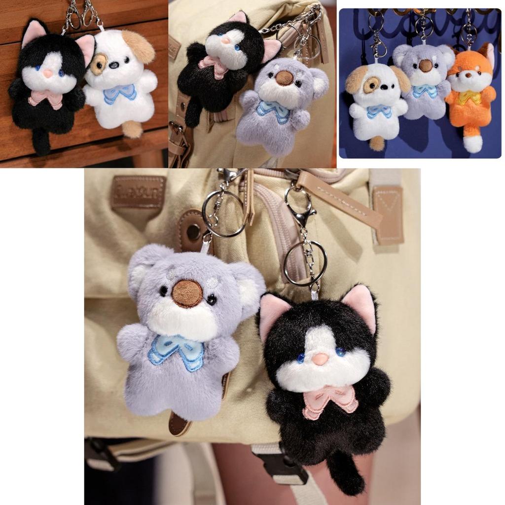 Whimsical Cat Dog Koala Plush Toy Keychain Adorable Doll For Girls Backpack Charm