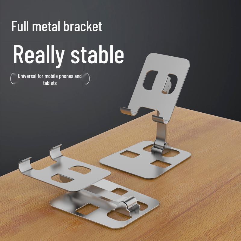 Foldable Metal Phone & Tablet Stand for Desktop Live Streaming and Overhead Shots, 360° Rotating, Perfect Gift.