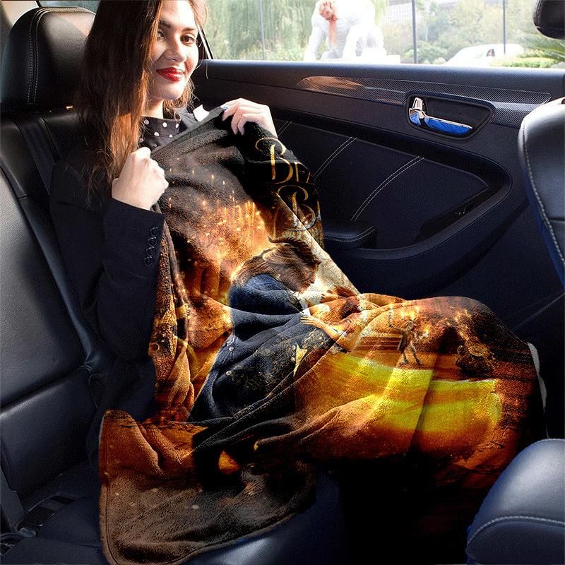 1pc Beauty and The Beast Printing Blanket - Soft, All-Season Throw for Office Blanket, | Personalized Gift with Adorable Cartoon Design