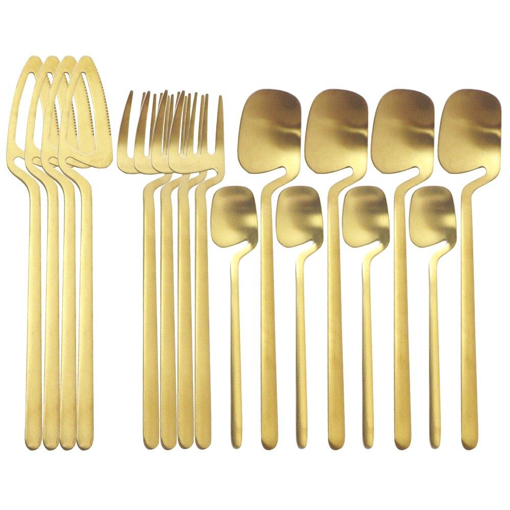 16Pcs Black Cutlery Set Knives Forks Tea Spoons Tableware Set Stainless Steel Matte Dinnerware Set Party Kitchen Silverware Flatware Set