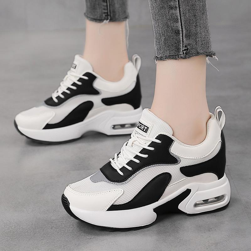 Neue Damen Herbst atmungsaktive vielseitige Plateauschuhe Innenhöhenerhöhung Sport- und Freizeitschuhe echtes Luftkissen einteilig