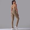 European and American seamless knitted solid color beautiful back high elastic tight yoga suit set running fitness suit two-piece set women