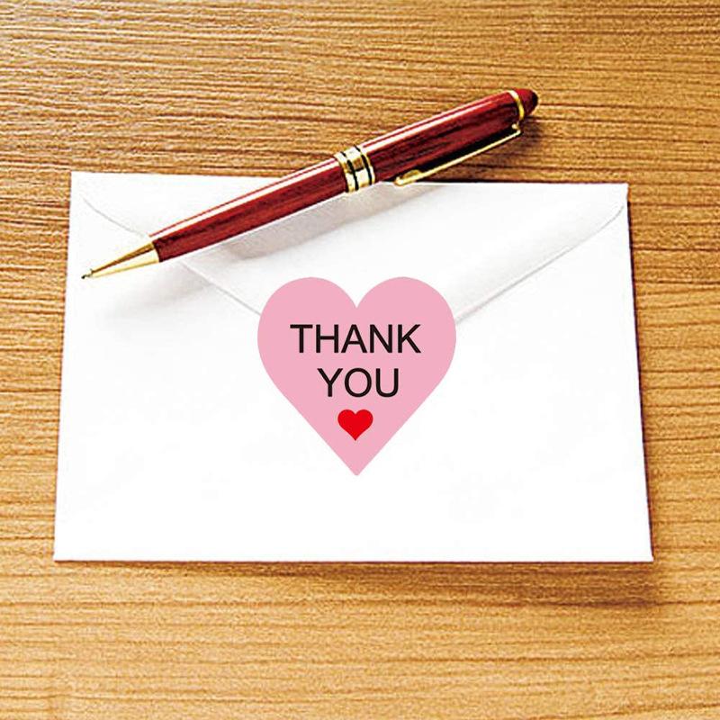 100-500pcs Thank You Sticker Envelope Seal Scrapbook Sticker Pink Heart Cute Round Sticker Stationery Label Stickers