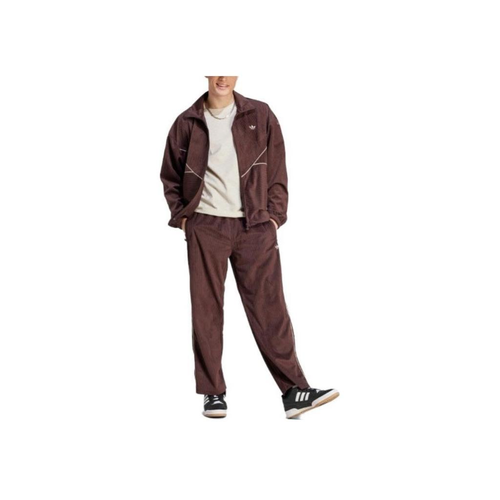 Adidas Originals Logo Stripe Straight-Leg Knit Track Pants Men Bottoms Brown II5783