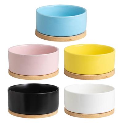 350ml Heated Cat Bowl Thermal Pet Water Bowl with Wood Base Heating Electric Ceramic Bowl with Thermostatic Control for Dogs Cats Rabbit