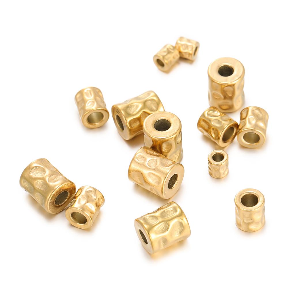 5Pcs/lot Stainless Steel Cylinder Tube Bead Gold Plated Spacer Dot Bead for Bracelet Friendship DIY Jewelry Making Necklace Seed