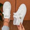 Women Mules Shoes Spring Summer Women Canvas Sneakers Low Top Denim Sneakers Ladies Lace-Up Flat Canvas Board Shoes Female