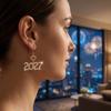 Long Drop Happy New Year Earrings Number Stud Dangle Earrings New Year Party Eve