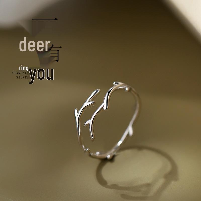 925 Sterlingsilber Verstellbarer Geweihring für Damen - Einzigartiges Cold-Style-Design