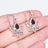Garnet Flower Earrings: Sterling Silver Dangle Earrings