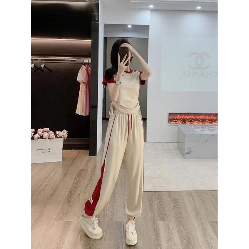 Fashionable Casual Sports Suit for Women in Summer, Thin, Street-friendly, Age-reducing, Stylish, Small, Leggings, Two-piece Set