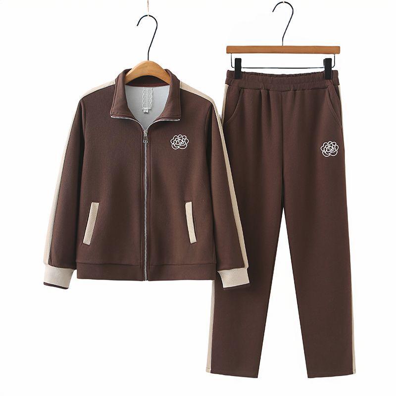 Elegant Autumn Sportswear: Stylish Suit for Middle-Aged Moms, Age 50-60, Premium Full Outfit