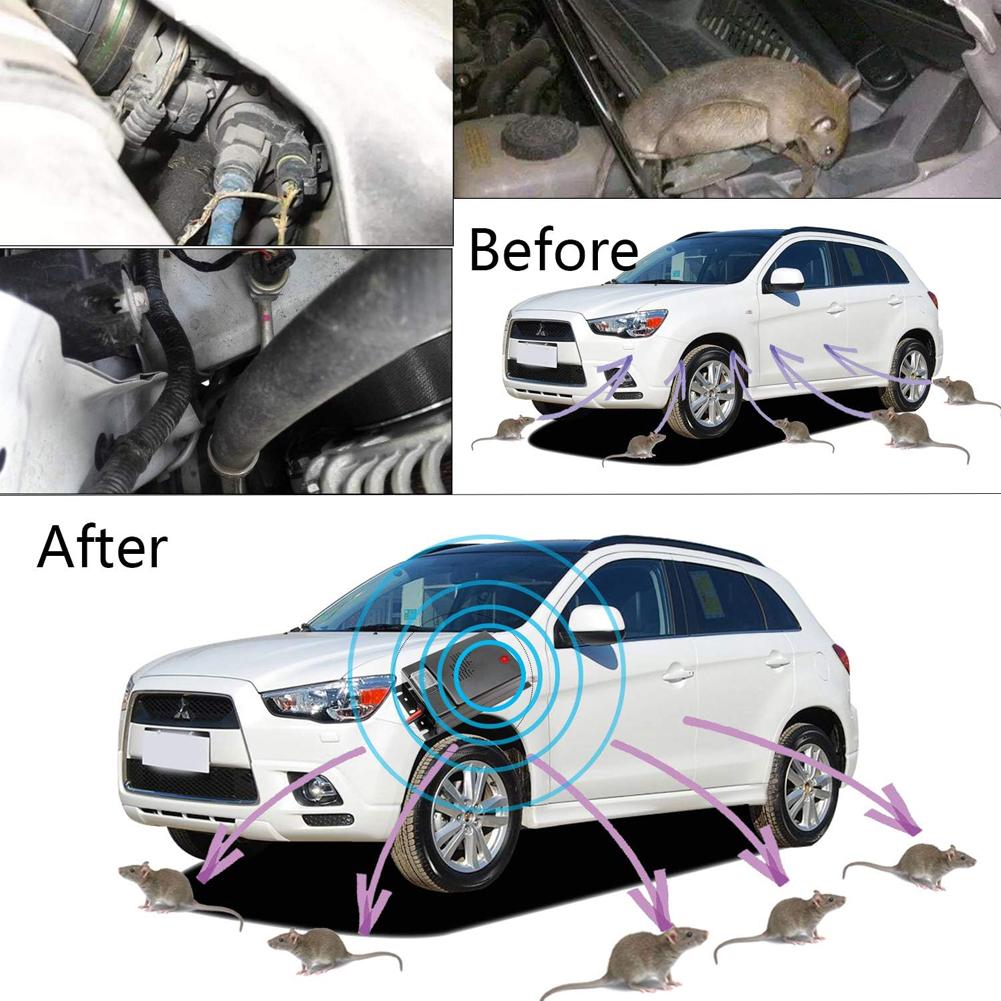 Car Ultrasound Mouse Repeller Intelligent Sensor Rodent Repeller Circuit Protection Ultrasonic Car Rat Repellent Self-Check Mode