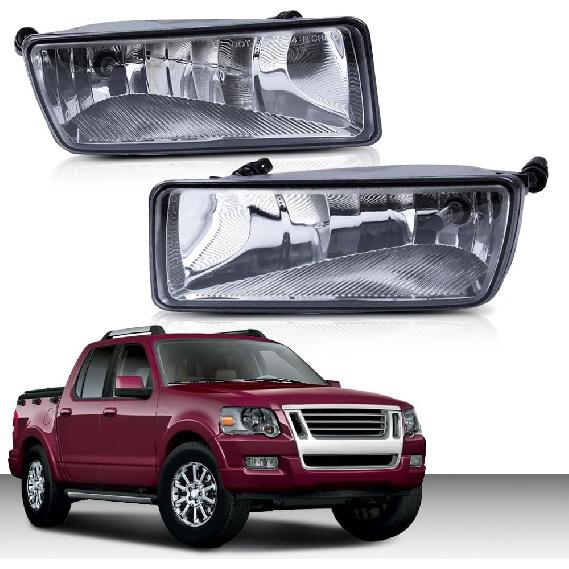 PIT66 Fog Lights Compatible with Ford Explorer 2006-2010 W/Rectangular Lens/Fit Ford Explorer Sport Trac 2008-2010 W/Rectangular Lens Halogen Front