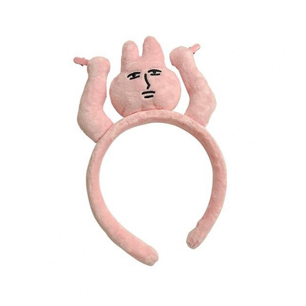 

Обруч для волос из плюшевого материала с изображением мультяшного кролика, украшение для волос, толстая тонкая повязка на голову для девочки, аксессуары для волос розовый