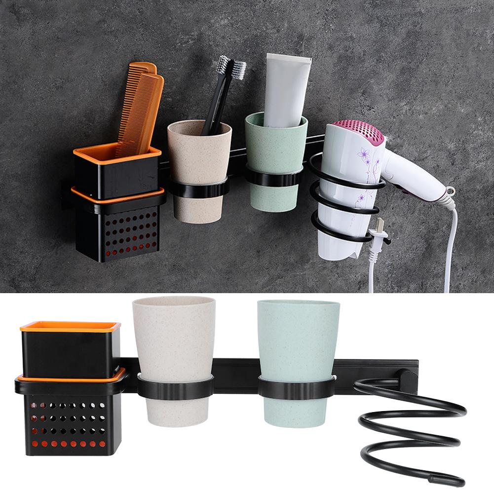 Multifunctional Space Aluminum Bathroom Storage Rack Hair Dryer Toothbrush Holder