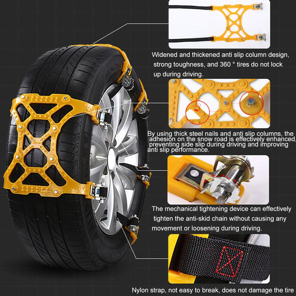 3pcs Car Snow Tire Chains Mud Tyre Wheels Thick Anti-Skid Belt For Car/SUV/Truck Portable Easy to Mount Emergency Traction Car