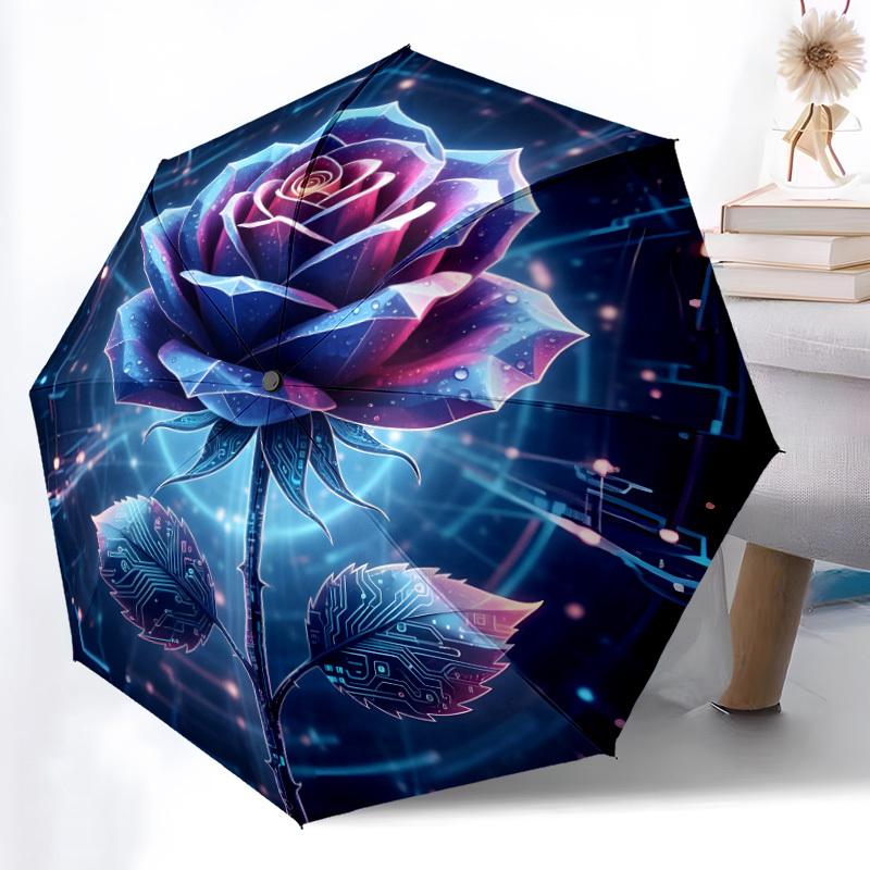 Beautiful Rose a Folding umbrella with 8 iron frames automatic opening design suitable for outdoor matching fashionable access