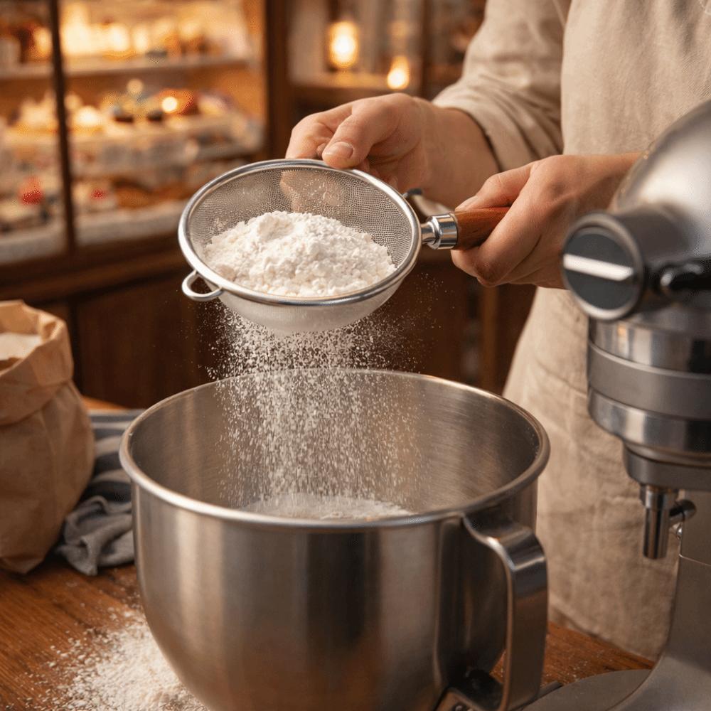 Food Grade Flour Filter Spoon Wooden Handle Handheld Sifter Multipurpose Slotted Spoon  Kitchen Use