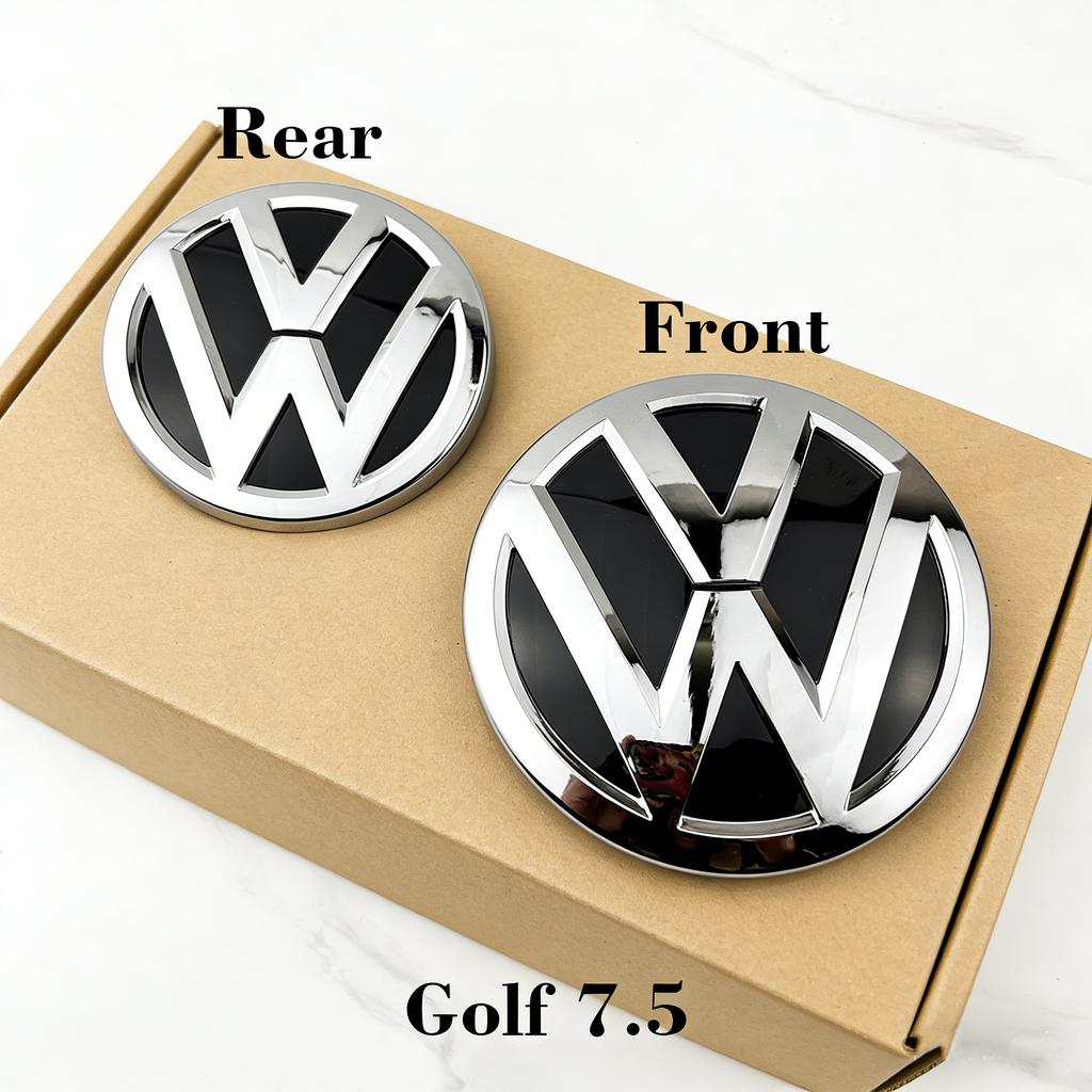 BHMTQ1 138mm 110mm Replaced Car Front Bonnet Grille Rear Trunk Emblem Logo For vw Golf 7.5 MK7.5 2018 2019 2020 Replacement Badge