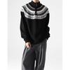 Men's Retro Ethnic Jacquard Knit Sweater - Autumn/Winter Half-High Collar Base Layer