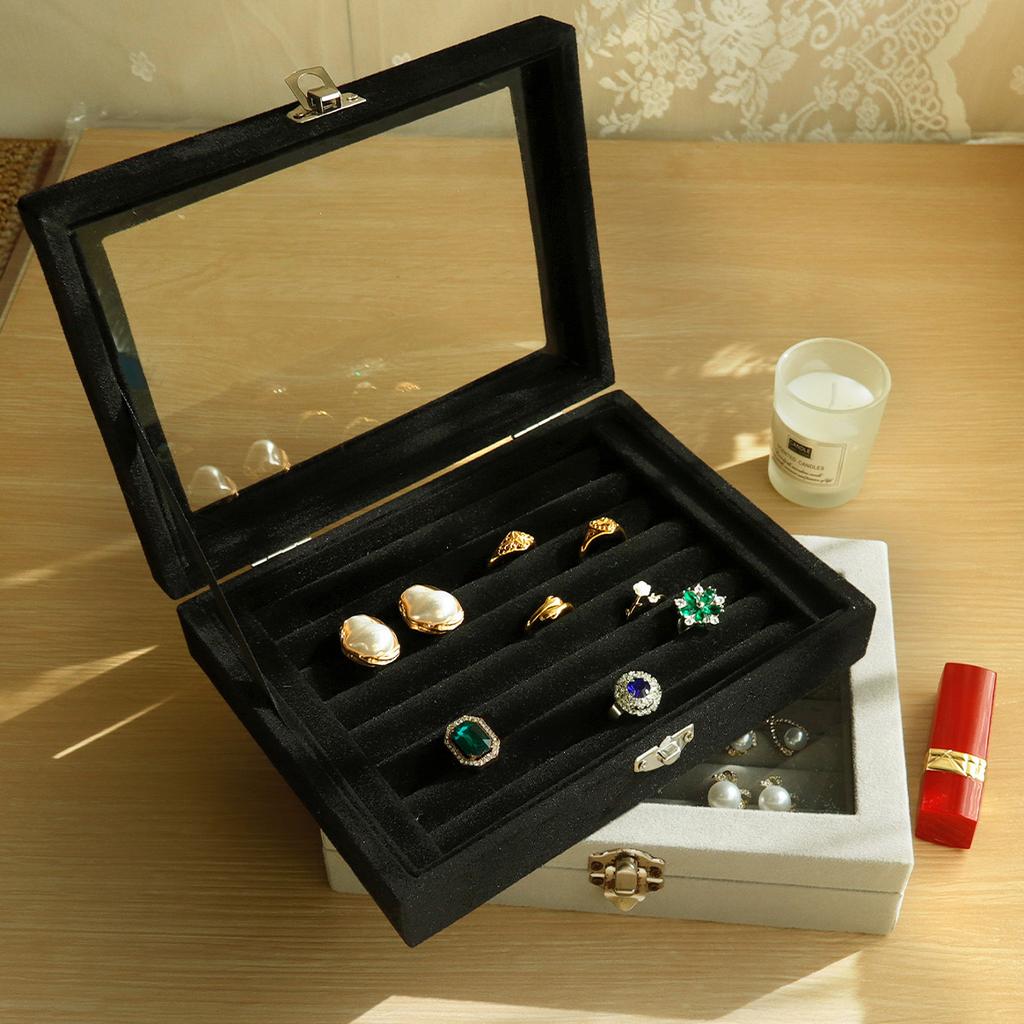 Jewelry Storage Box Earring Ring Jewelry Display Box Jewelry Classification Dustproof Transparent Flip Lid Jewelry Bo