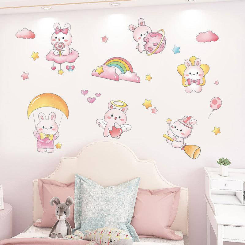 Cute Rabbit Wall Stickers for Children's Room Layout Girl's Heart Bedroom Decoration Small Pattern Stickers XY6033