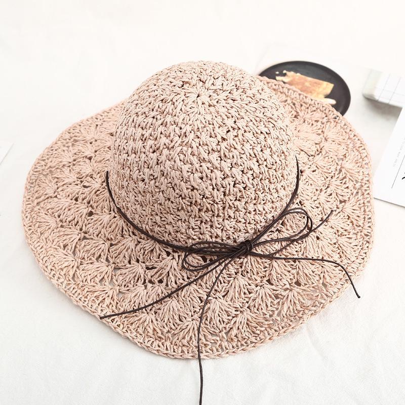 New Hat Women's Summer Beach Sun Hat Straw Versatile Sunscreen Visor Big Edge Folding Straw Hat