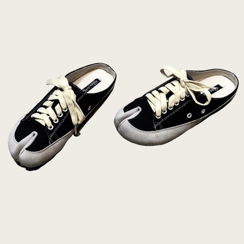 Fashion Ladies Canvas Mule Slippers 2025 New Unisex Split Toe Flats Shoes Spring Autumn Designer Fashion Style Casual Women Sneakers