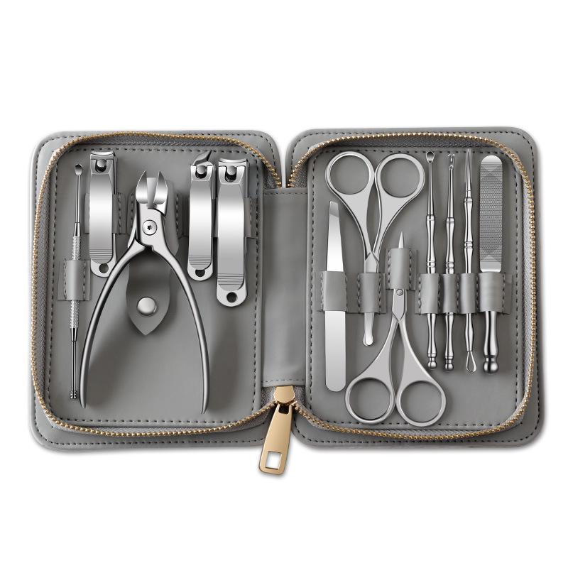 12-Piece Stainless Steel Anti-Splash Nail Clipper Set with Manicure & Pedicure Tools