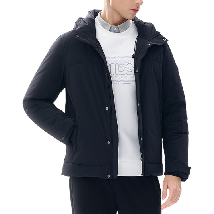 FILA Simple Business Casual Warm Long Sleeve Down Jacket Men Outerwear Black F11M247910F-BK