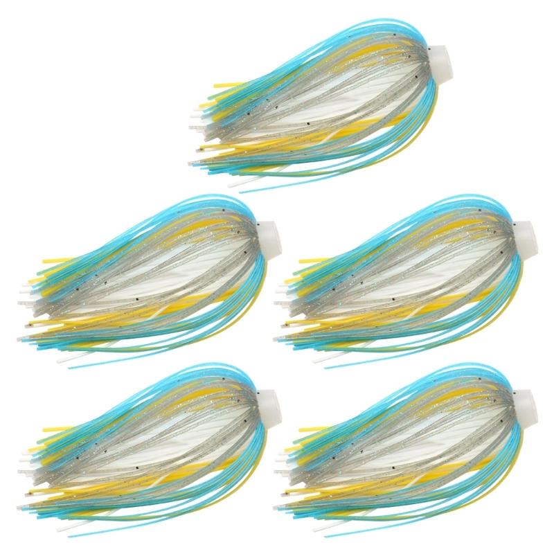 5Pcs Silicone Spinnerbait Skirts DIY Fishing Jig Lures 88 Strands Rubber Skirts
