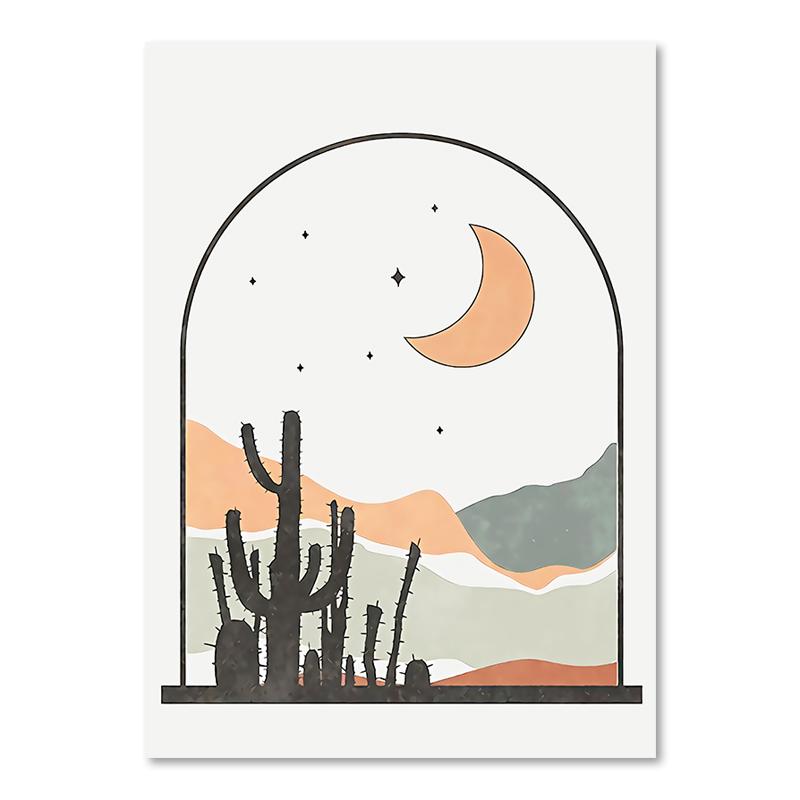 Bohemian Sun Decorative Painting Abstract Line Plant Poster Geometric Patterns Wall Art Canvas Painting For Living Room Decor