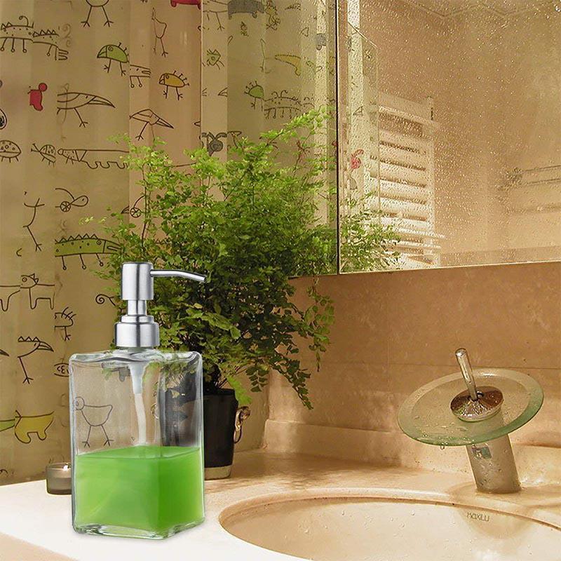 Glass Shampoo Dispenser Stainless Steel Pump Liquid Soap Essential Oil Emulsion Transparent Bottle Liquid Shower Gel Foam Bottle