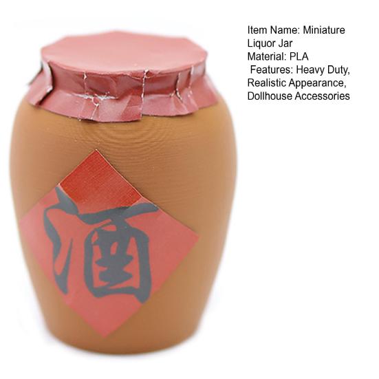 Miniature Liquor Jar Chinese Style Mini Decorative Wine Jar Model Toy DIY 1/12 Dollhouse Kitchen Dining Room Table Decoration Accessories