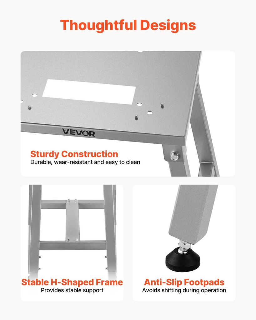 Electric Meat Bandsaw Stand, Floor Stand with Adjustable Height, Stable H-Shaped Frame, Anti-Slip Foot Pads, for Our Bone Saw Machine, Compatible with