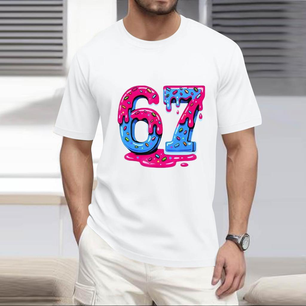 Men's  Popular T-shirt Printed Round Neck Short Sleeve T-shirt