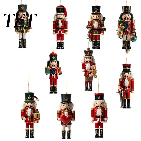 Decorative Nutcracker Set for Home Christmas Ornaments, Durable Wooden Hanging Figurines, Country Style Ornaments Decorations, Tree Pendants