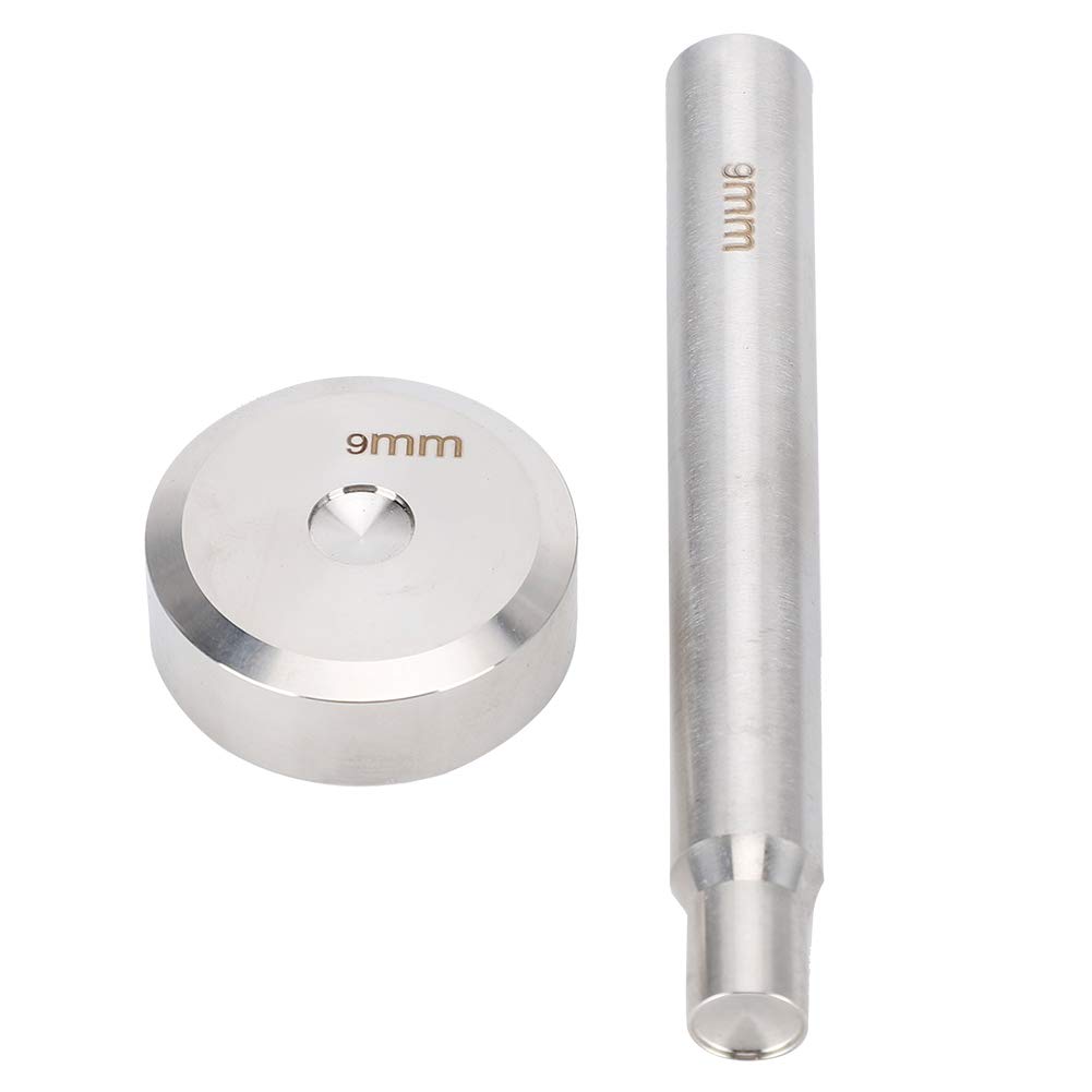 9mm Stainless Steel Die Punch Double‑Sided Rivet Setter with Base for Install Rivet Button DIY Leathercraft Tool