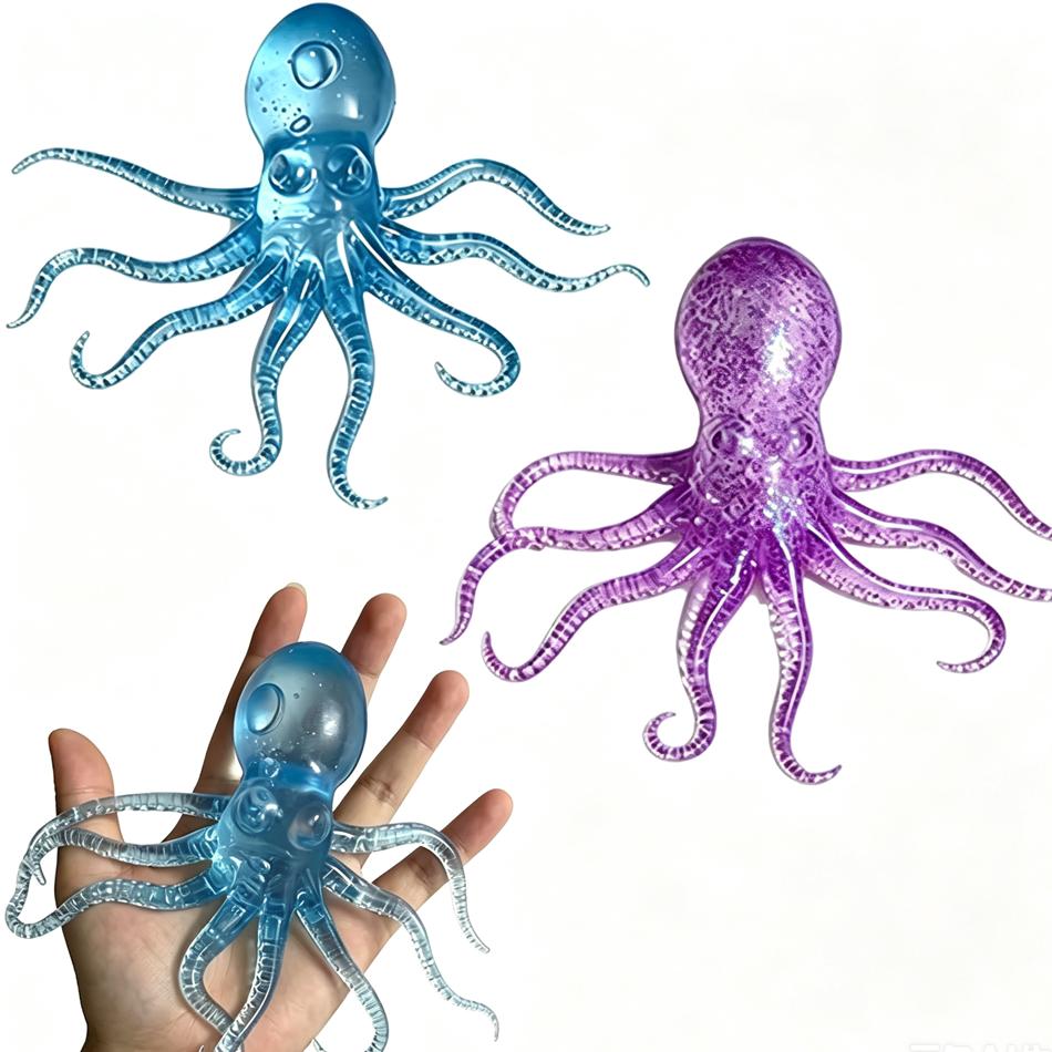 Popular  Jellyfish Octopus Soft Squeeze Fidget Toys Bead Filled Maltose Texture Soft Jelly-Like Stress Relief Squishy Toy