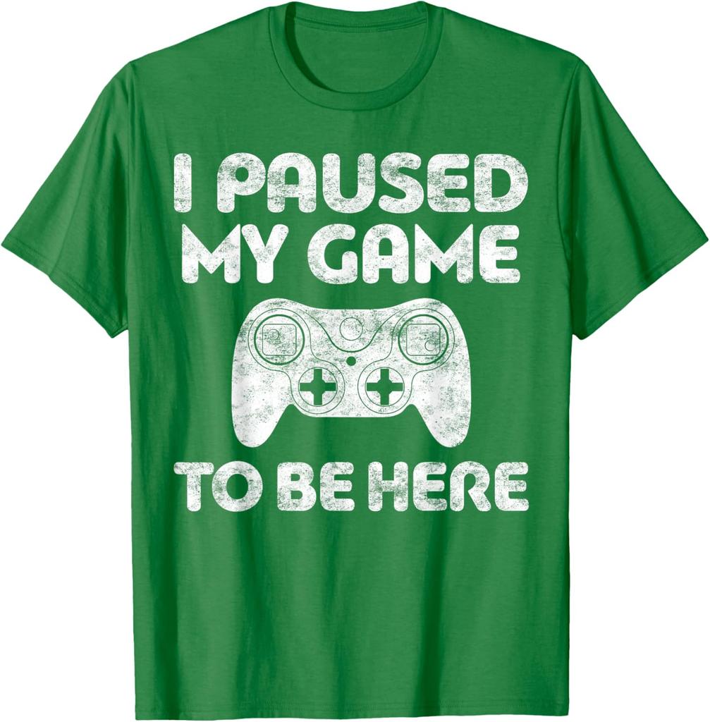 I Paused My Game To Be Here Gamer TShirt Funny Video Game Controller Graphic Tee for Men