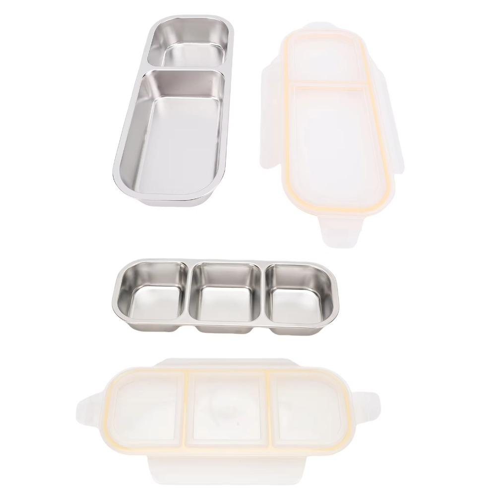 Stainless Steel Lunch Container 2/3 Grids Food Storage Box Camping Lunch Box Travel
