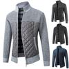 Casual Men Autumn Zip Thick Knitted Sweater Pockets Warm Slim Cardigan Coat