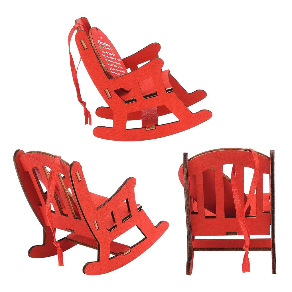 Wooden Heavenly Memorial Chair Pendant Red Xmas In Heaven Memorial Ornament for Xmas Home Decor