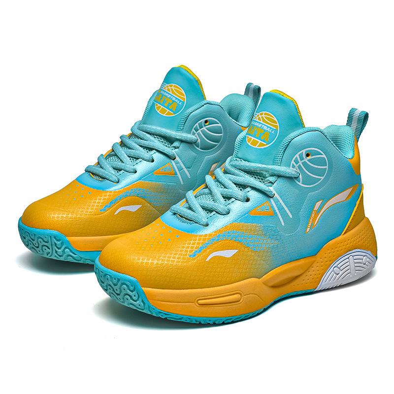 

Спортивная обувь 2025, новая весенне-осенняя для мальчиков и девочек, для игровых тренировок, кожаные кроссовки, детские баскетбольные кроссовки 40